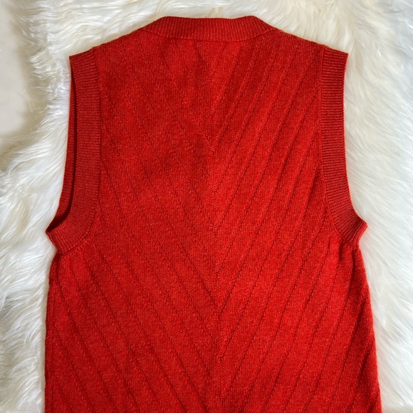 Chanel Cashmere Vintage Orange V Neck Button  Vest - Picture 7 of 13